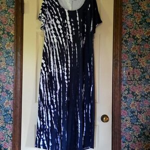 Casual Navy Tie-Dye Dress